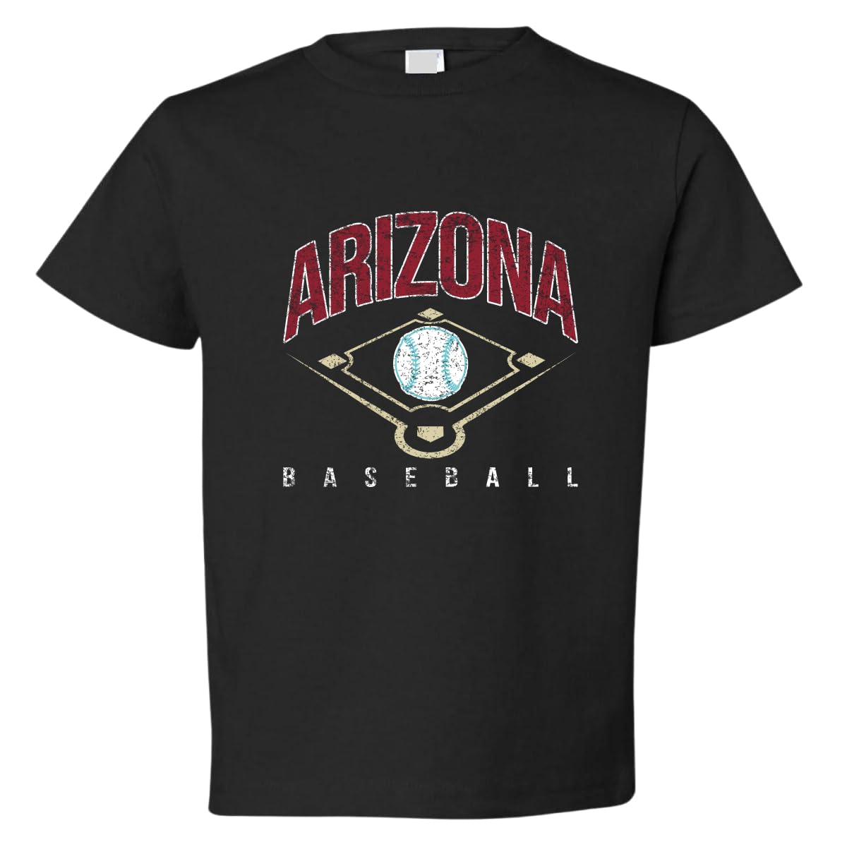 American Baseball Fan Vintage Distressed Field Sports Toddler Crew Graphic T-Shirt
