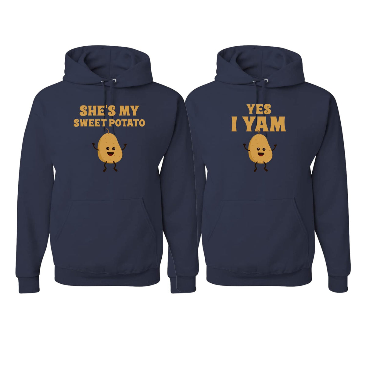 She's My Sweet Potato Yes I Yam Cute Food Font Classic His and Hers Matching Couples Hoodie Sweater Set