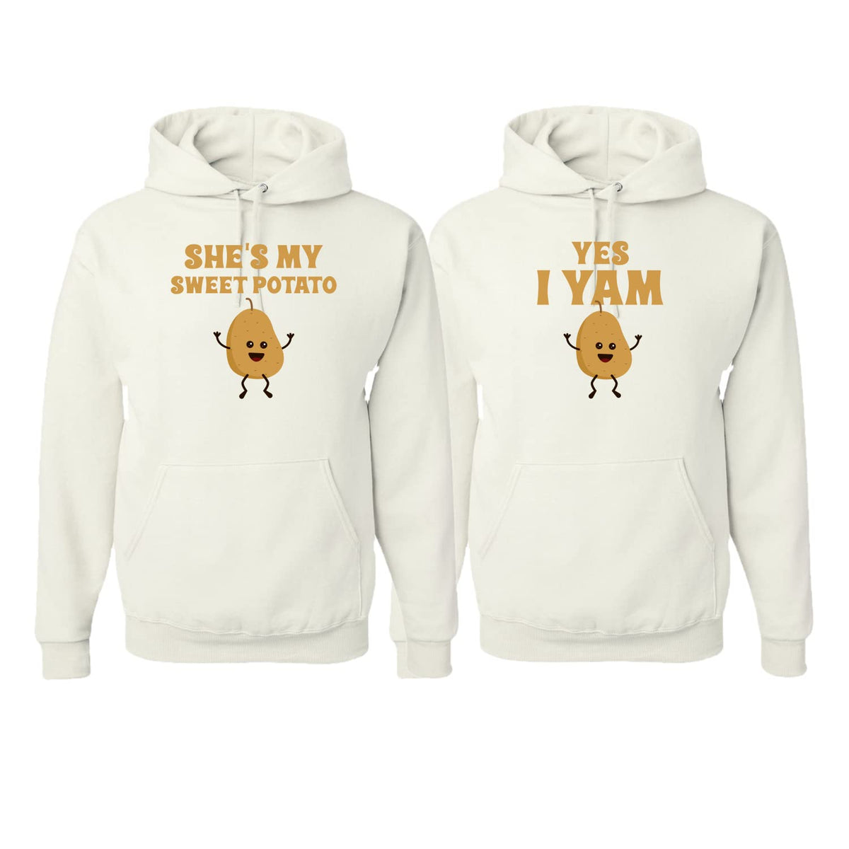 She's My Sweet Potato Yes I Yam Cute Food Font Classic His and Hers Matching Couples Hoodie Sweater Set