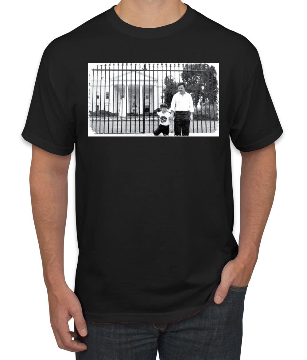 Pablo Escobar Medellin Cartel Cocaine Cowboys White House Picture Pop Culture Men's Graphic T-Shirt