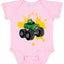 Green Monster Truck with Firey Flames Cars and Trucks Baby Creeper Boys Girls Infant Bodysuit