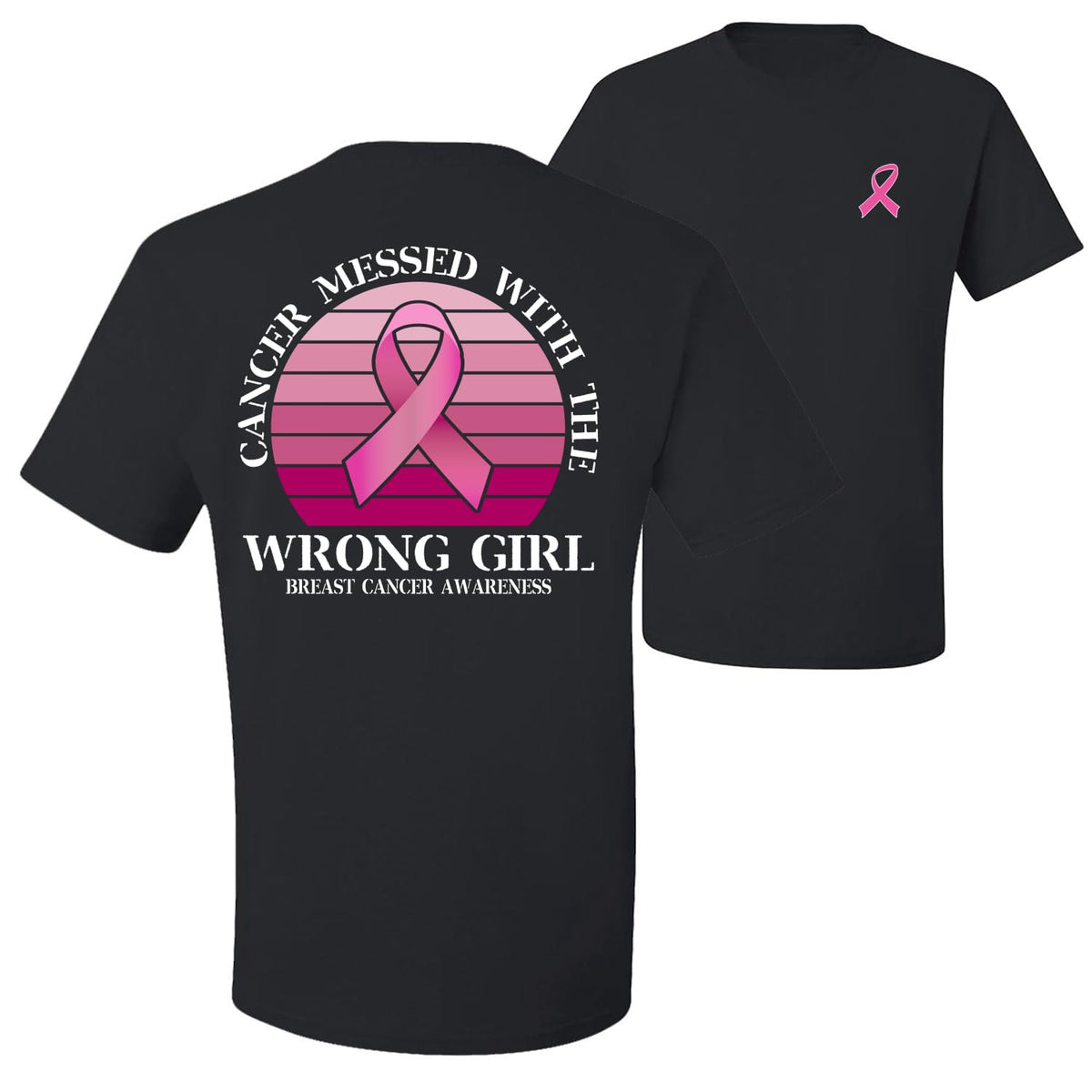 Breast Cancer Awareness Faith Pink Ribbon Sunflower Front and Back Unisex T-Shirt