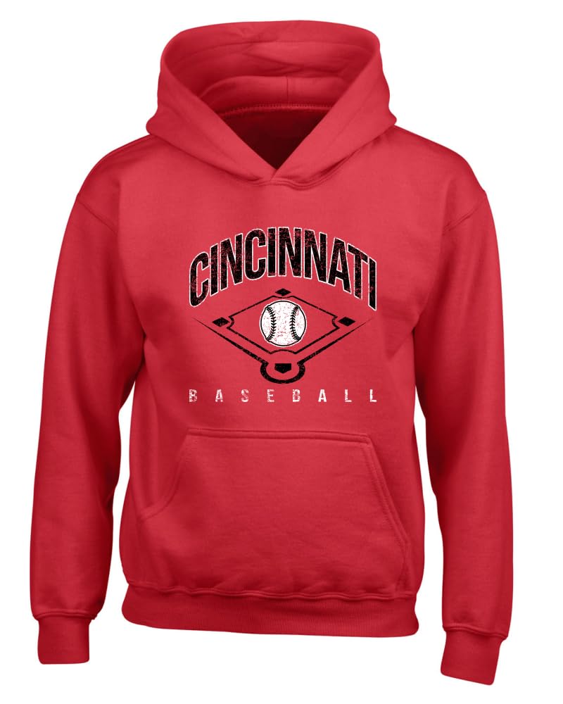 American Baseball Fan Vintage Distressed Field Sports Gift Youth Hooded Sweatshirt