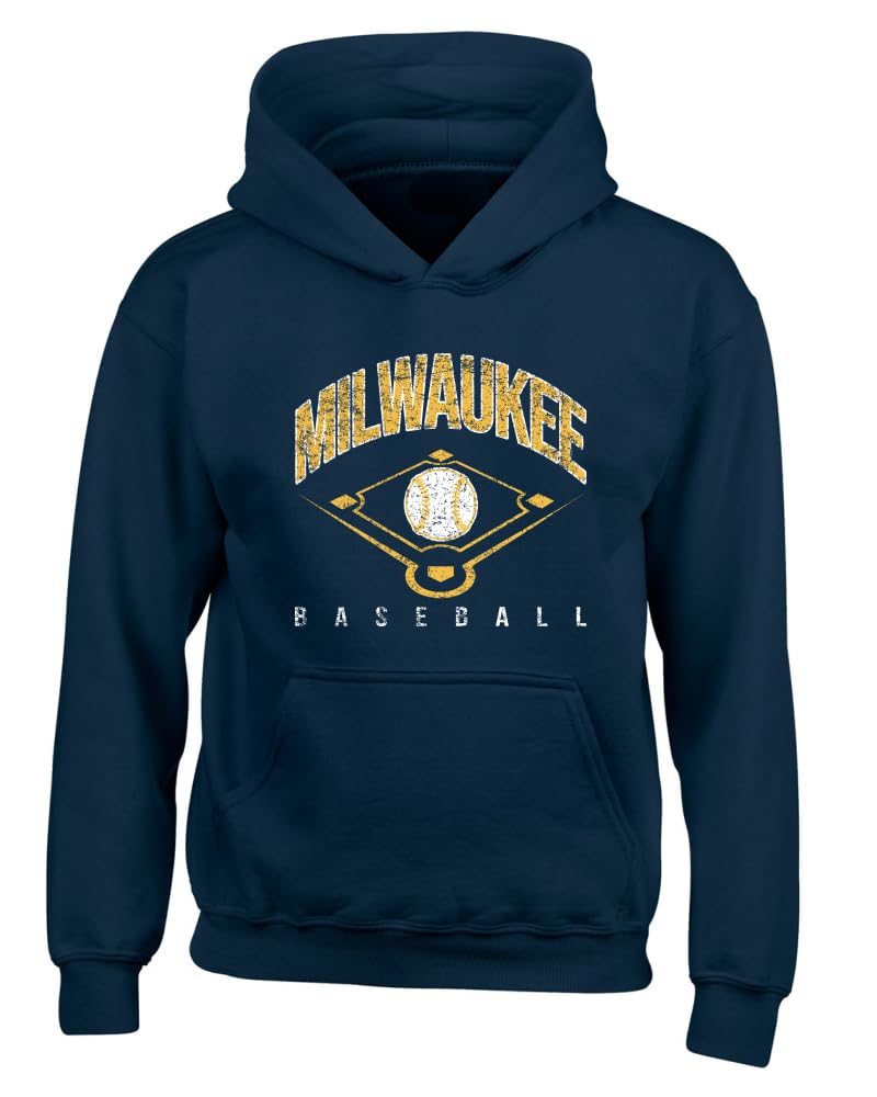 American Baseball Fan Vintage Distressed Field Sports Gift Youth Hooded Sweatshirt