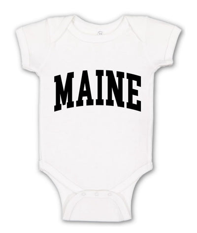 State of Maine College Style White Fashion Baby Creeper Boys Girls Infant Bodysuit