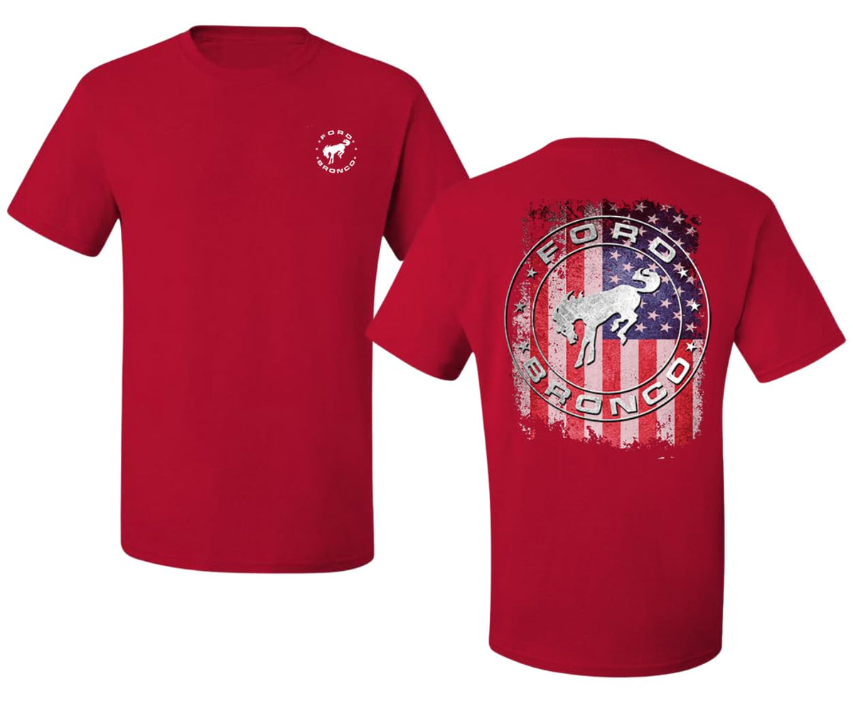 US Flag Ford Bronco Front and Back  Cars and Trucks Men's T-Shirt