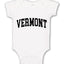 State of Vermont College Style White Fashion Baby Creeper Boys Girls Infant Bodysuit
