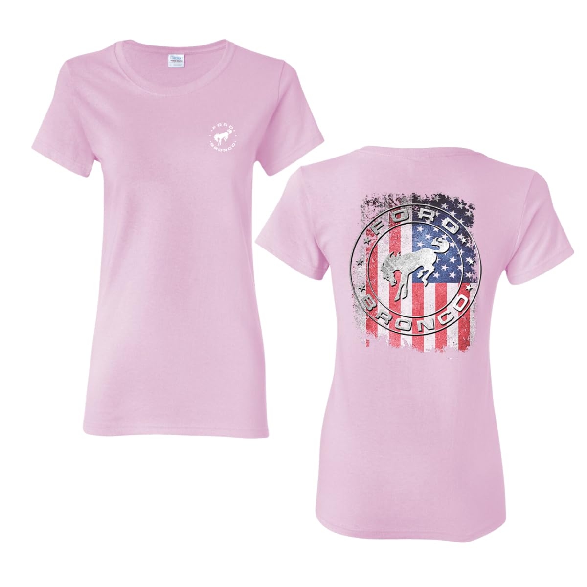 US Flag Ford Bronco Front and Back  Cars and Trucks Womens Graphic T-Shirt