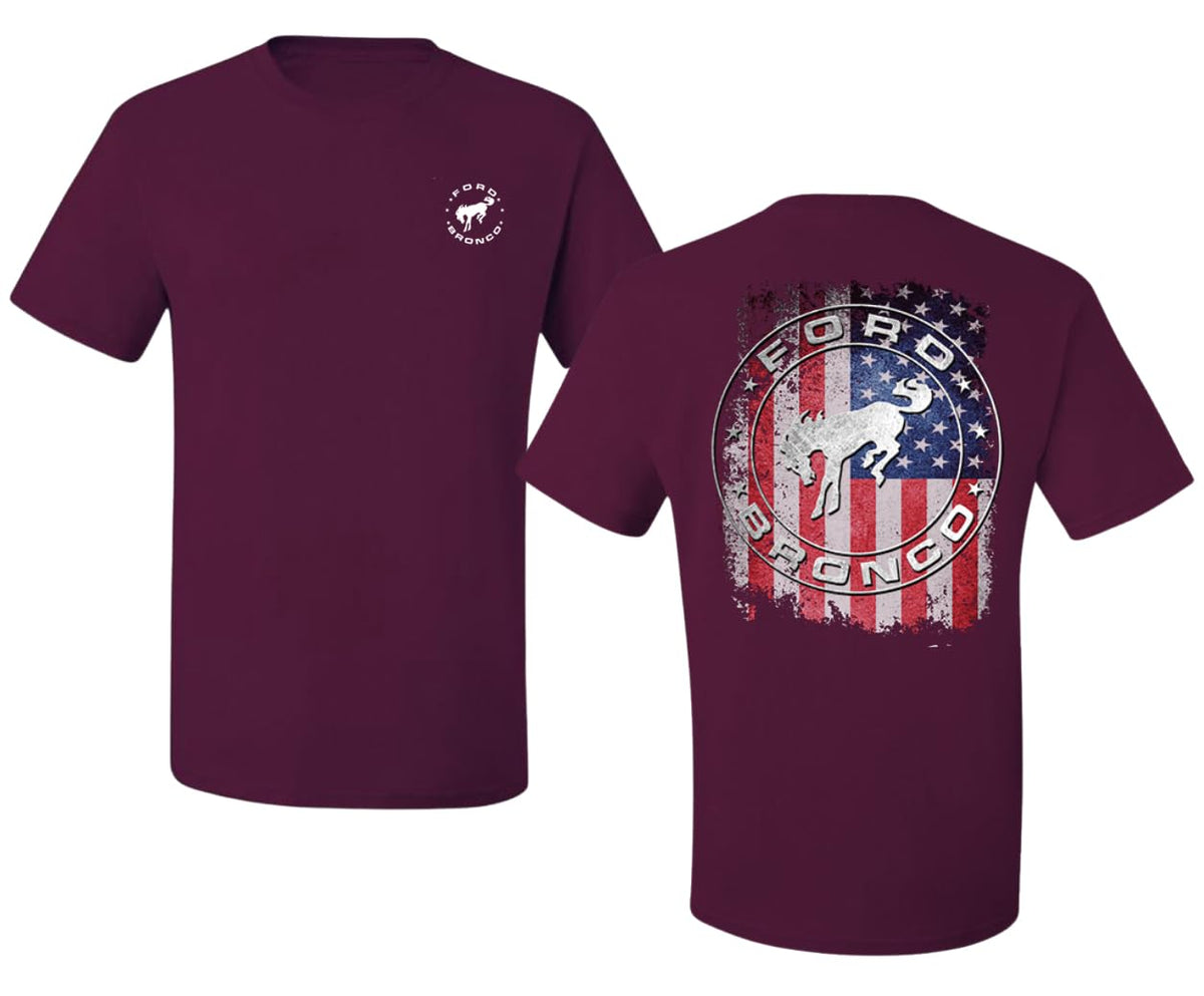 US Flag Ford Bronco Front and Back  Cars and Trucks Men's T-Shirt