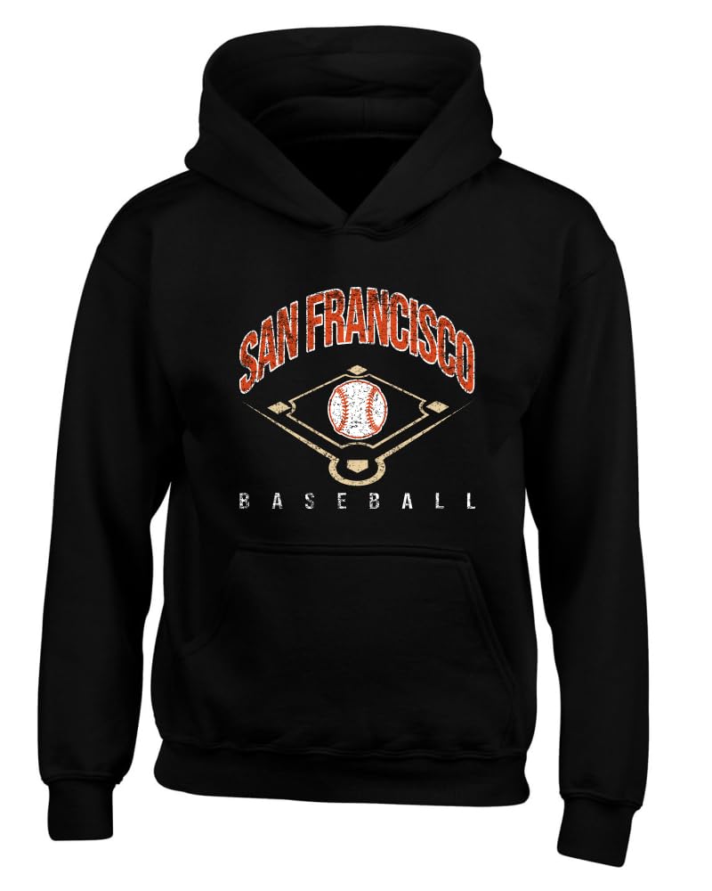 American Baseball Fan Vintage Distressed Field Sports Gift Youth Hooded Sweatshirt