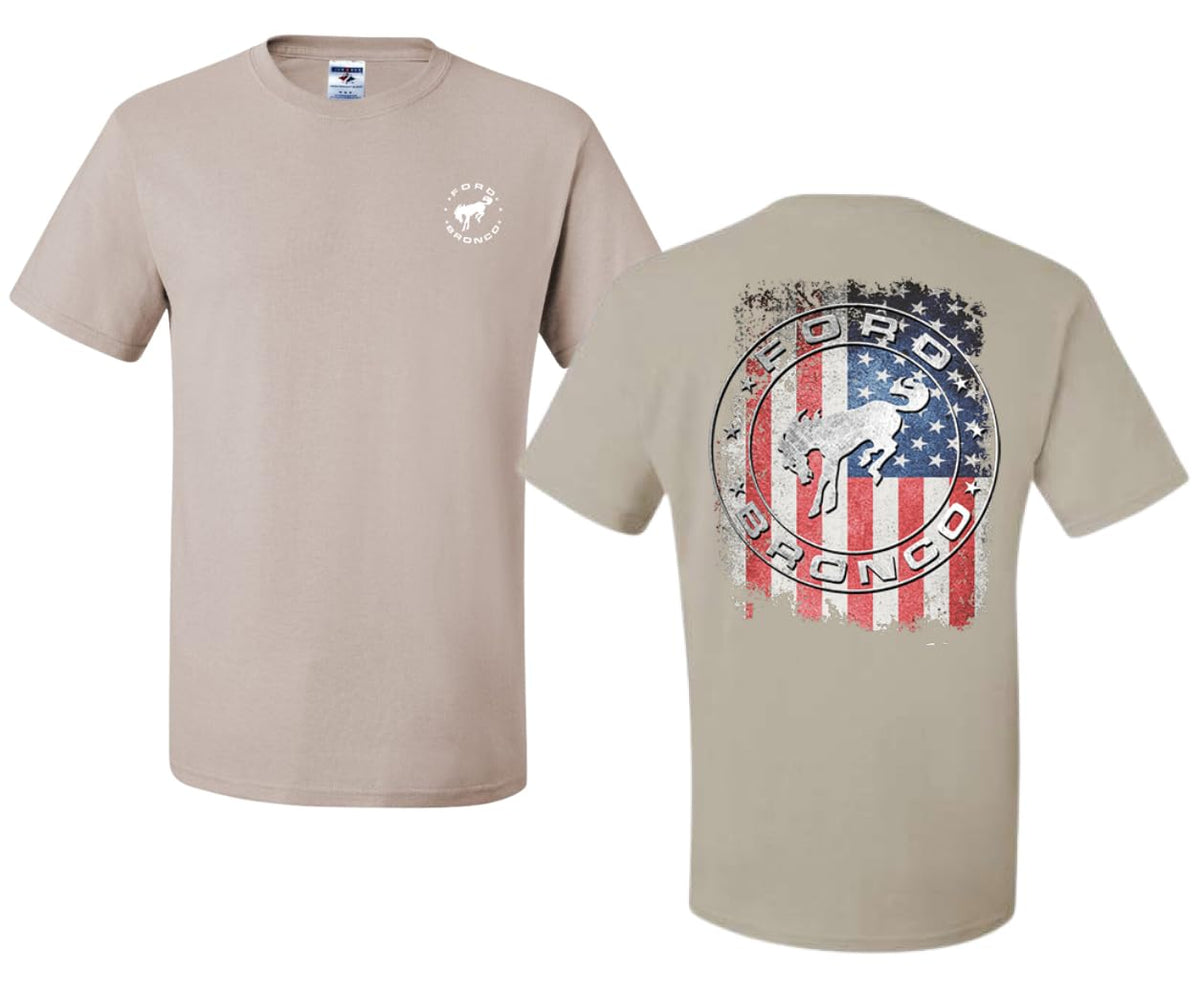 US Flag Ford Bronco Front and Back  Cars and Trucks Men's T-Shirt