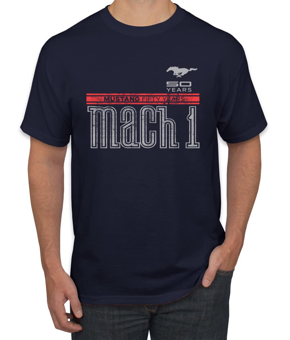Ford Mustang 50 Years Logo Mach 1 Classic Emblem Cars and Trucks Men's Graphic T-Shirt