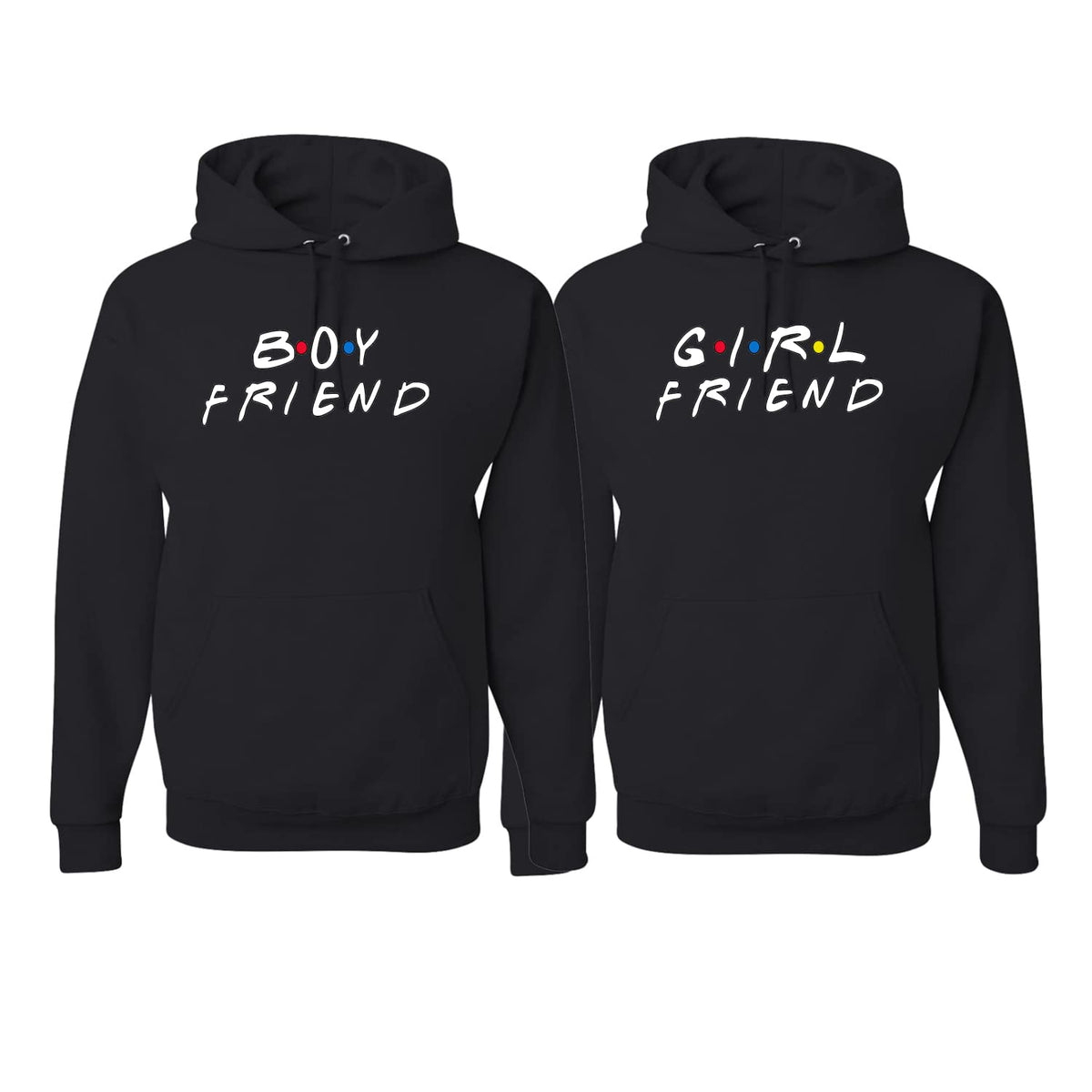 Boy Friend Girl Friend Funny Friends Font Classic His and Hers Matching Couples Hoodie Sweater Set