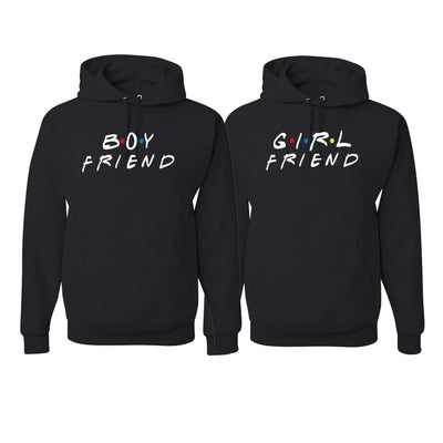 Boy Friend Girl Friend Funny Friends Font Classic His and Hers Matching Couples Hoodie Sweater Set