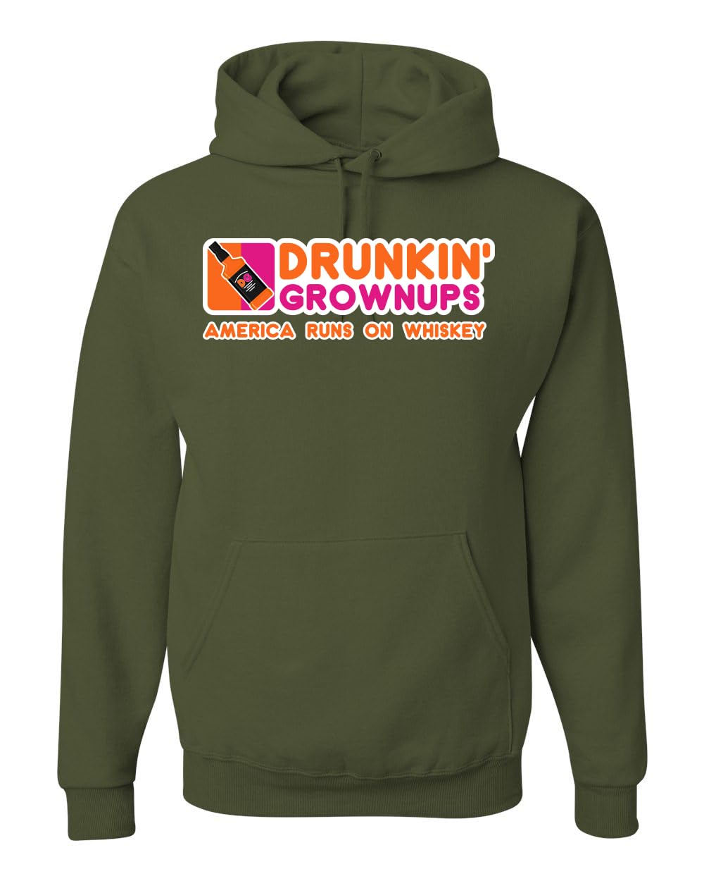 Drunkin' Grownups America Runs on Alcohol Parody Humor Unisex Hoodie Sweatshirt