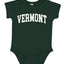 State of Vermont College Style White Fashion Baby Creeper Boys Girls Infant Bodysuit