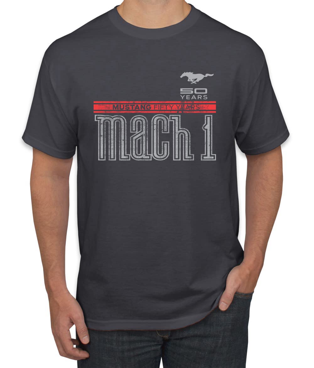 Ford Mustang 50 Years Logo Mach 1 Classic Emblem Cars and Trucks Men's Graphic T-Shirt