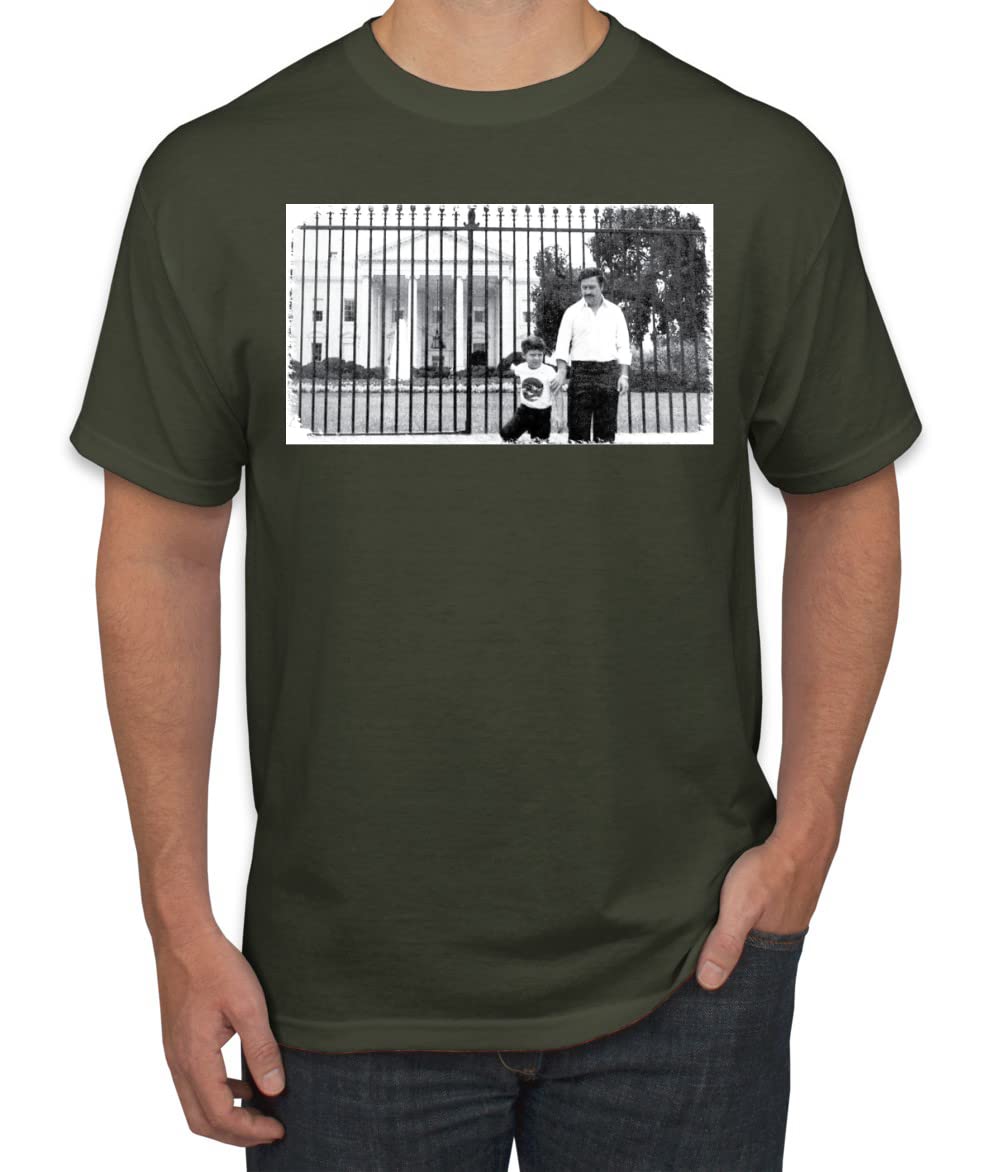 Pablo Escobar Medellin Cartel Cocaine Cowboys White House Picture Pop Culture Men's Graphic T-Shirt