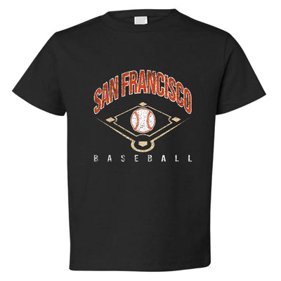 American Baseball Fan Vintage Distressed Field Sports Toddler Crew Graphic T-Shirt