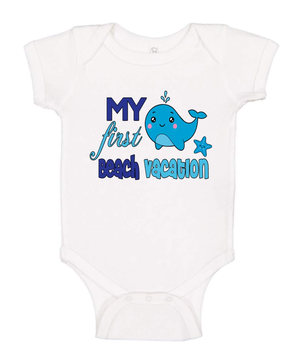 My First Beach Vacation Funny Cute Whale Humor Baby Creeper Boys Girls Infant Bodysuit