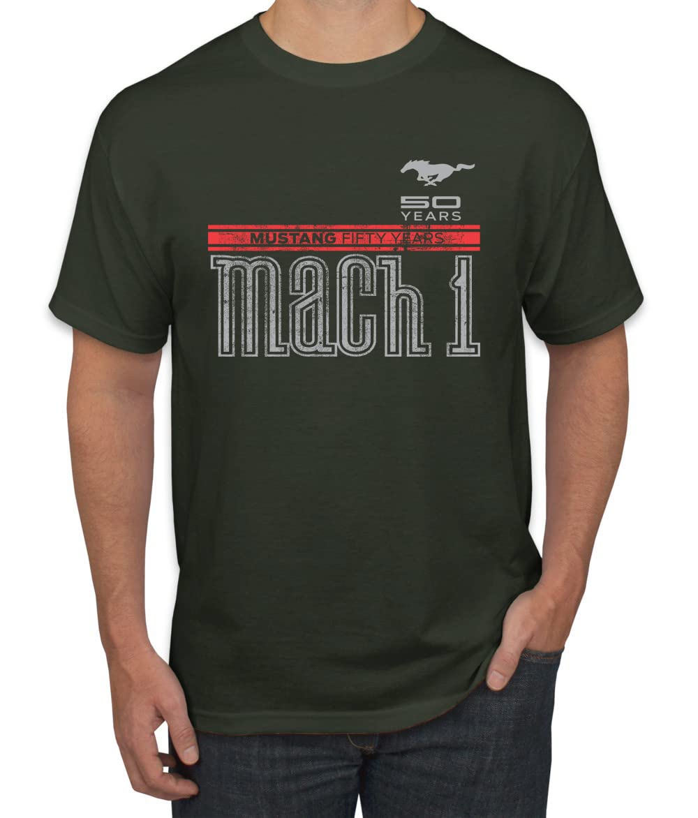Ford Mustang 50 Years Logo Mach 1 Classic Emblem Cars and Trucks Men's Graphic T-Shirt