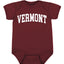 State of Vermont College Style White Fashion Baby Creeper Boys Girls Infant Bodysuit