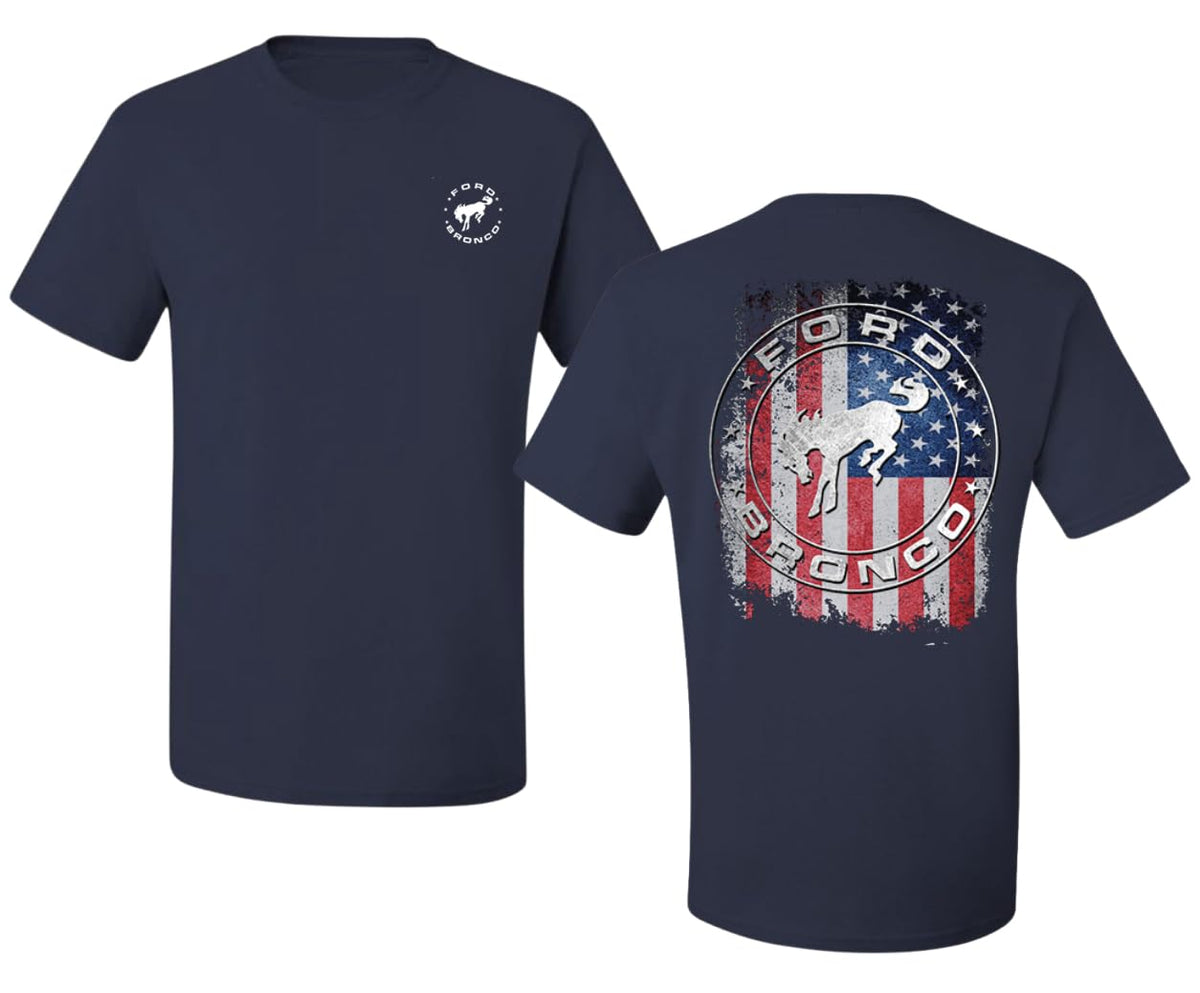 US Flag Ford Bronco Front and Back  Cars and Trucks Men's T-Shirt