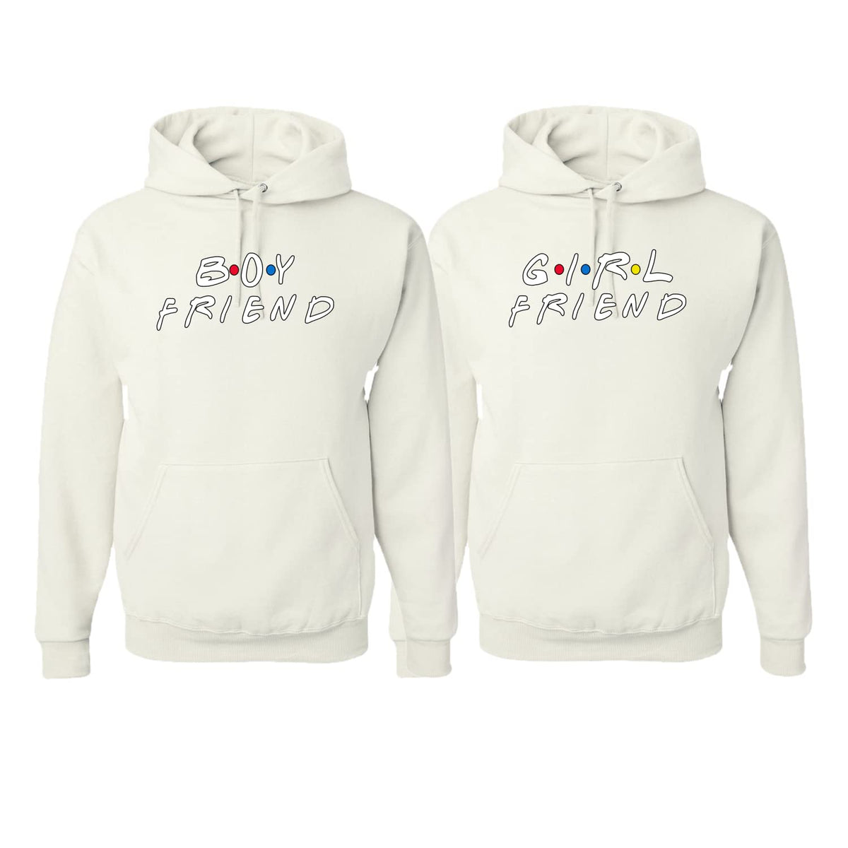 Boy Friend Girl Friend Funny Friends Font Classic His and Hers Matching Couples Hoodie Sweater Set