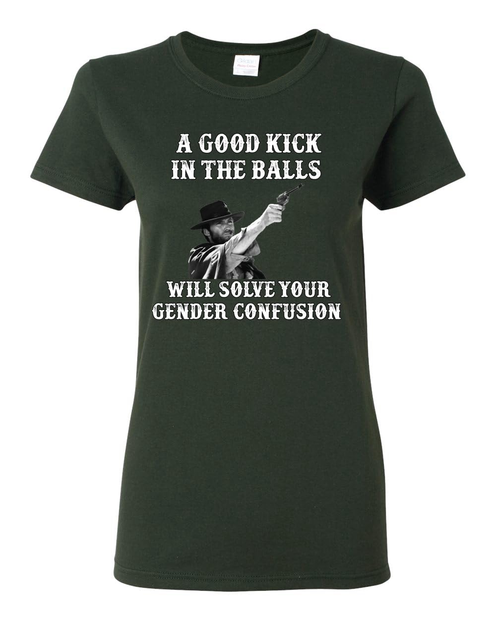 A Good Kick in The Balls Solves Gender Confusion Political Womens Graphic T-Shirt