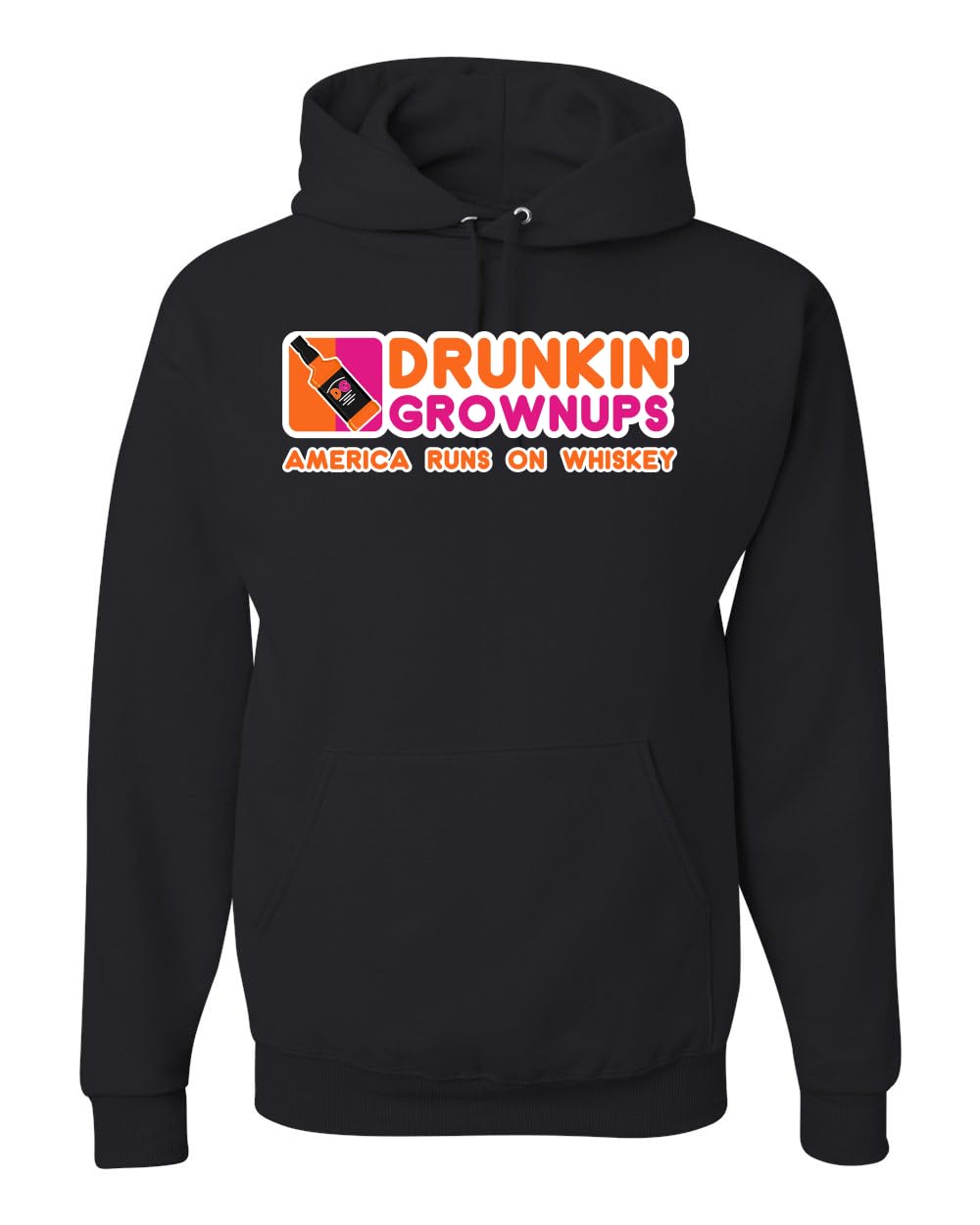Drunkin' Grownups America Runs on Alcohol Parody Humor Unisex Hoodie Sweatshirt