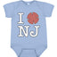 I Heart NJ Funny Love New Jersey Pork Roll Shape Breakfast Meme Fashion Baby Creeper Boys Girls Infant Bod