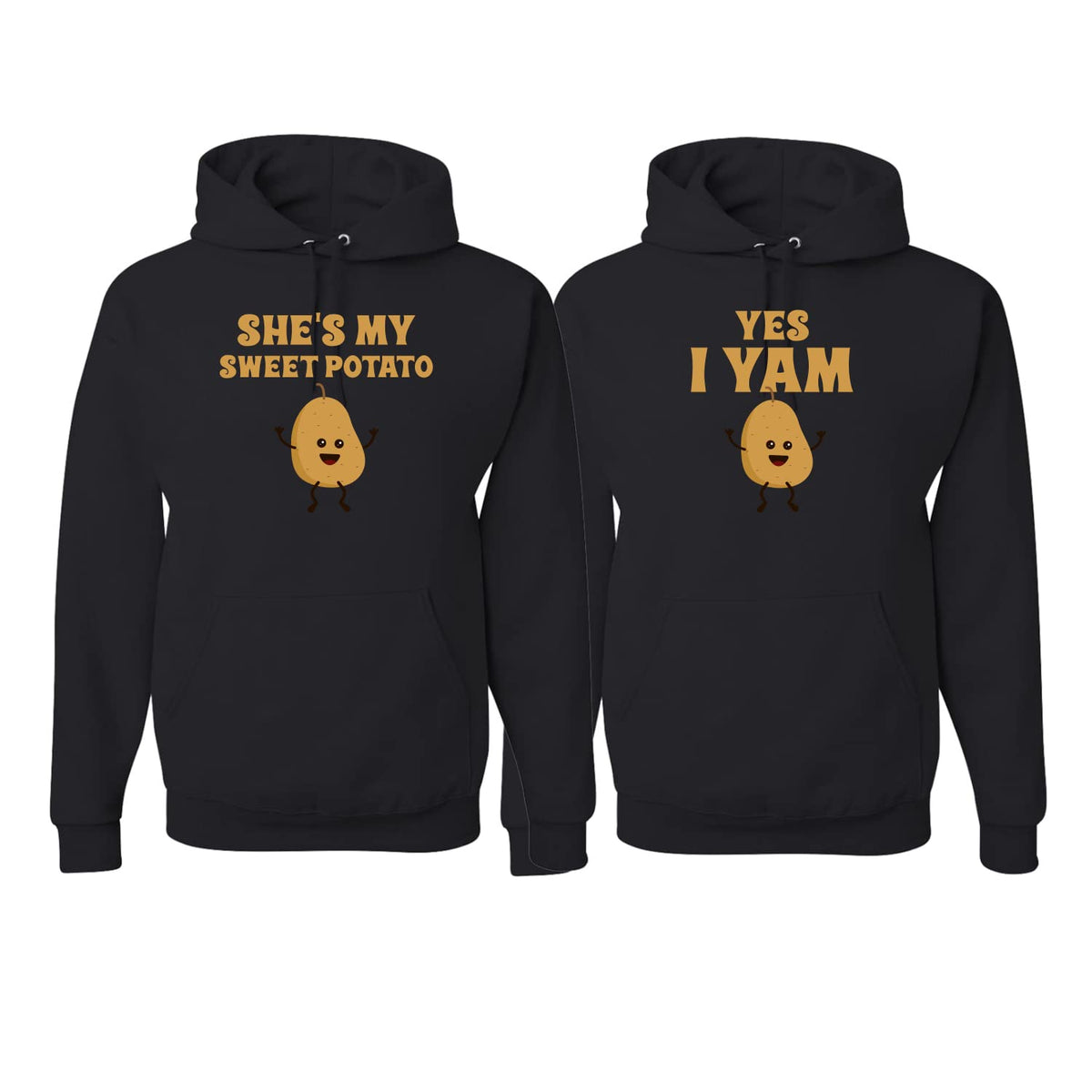 She's My Sweet Potato Yes I Yam Cute Food Font Classic His and Hers Matching Couples Hoodie Sweater Set