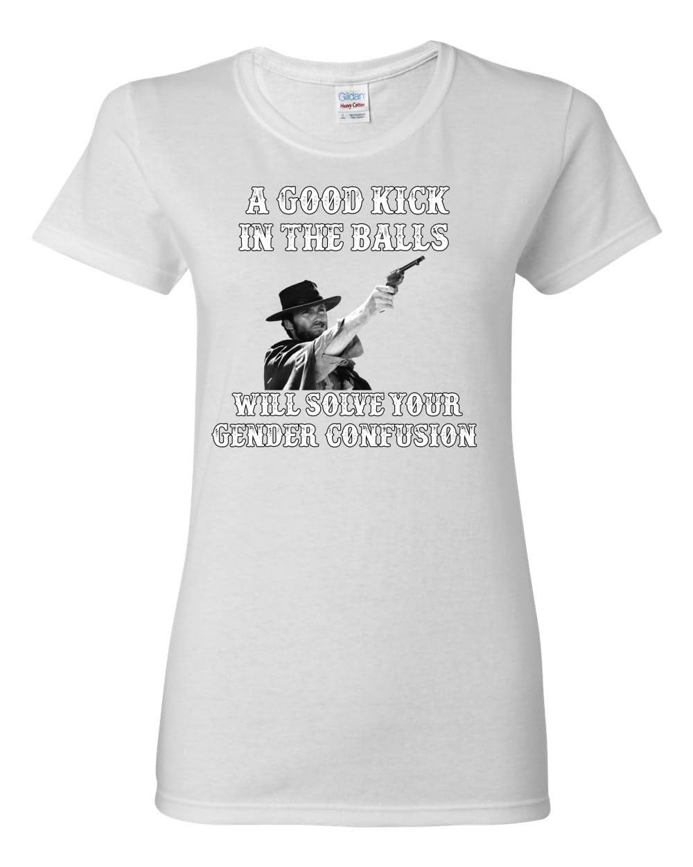 A Good Kick in The Balls Solves Gender Confusion Political Womens Graphic T-Shirt