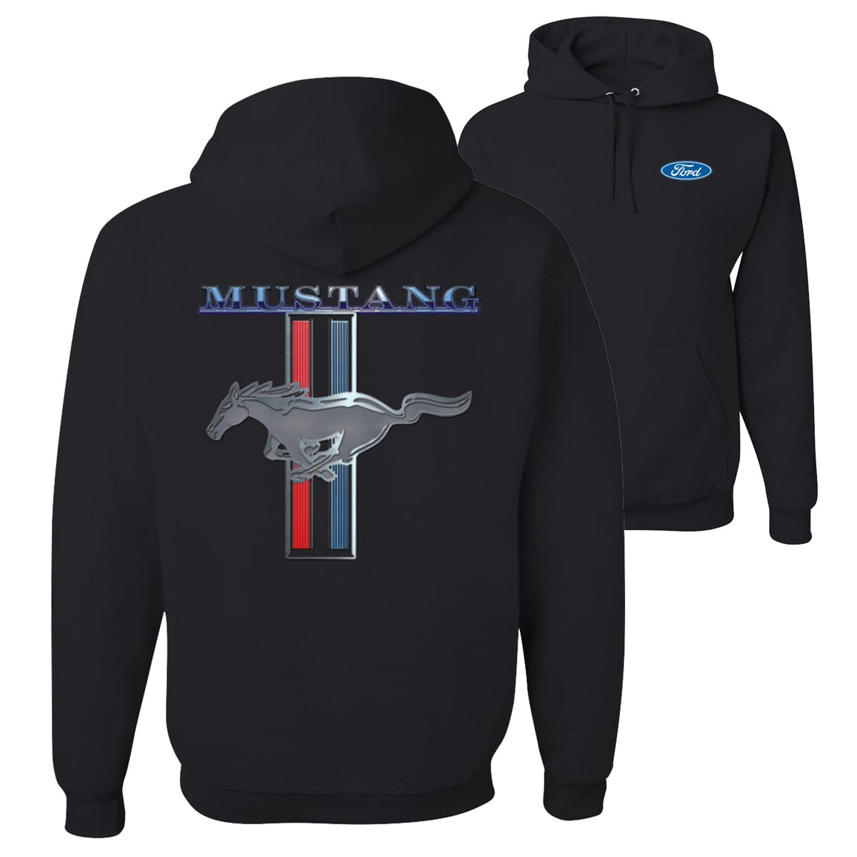 Ford Mustang Classic Pony USA Logo Emblem Cars and Trucks Front and Back Unisex Graphic Hoodie Sweatshirt