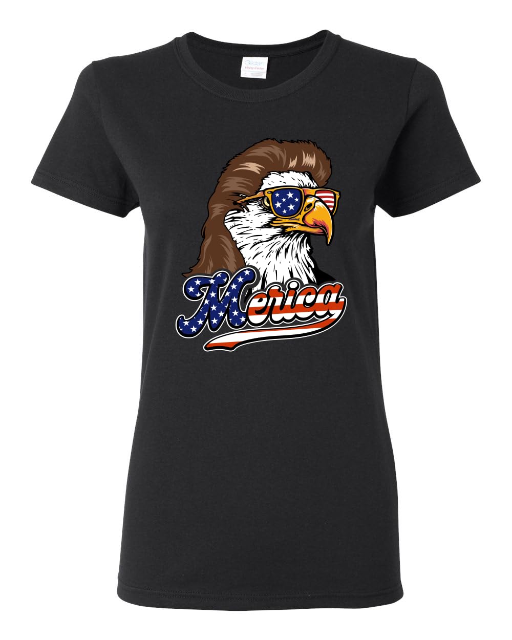 American Bald Eagle Mullet Glasses American Pride Womens Graphic T-Shirt