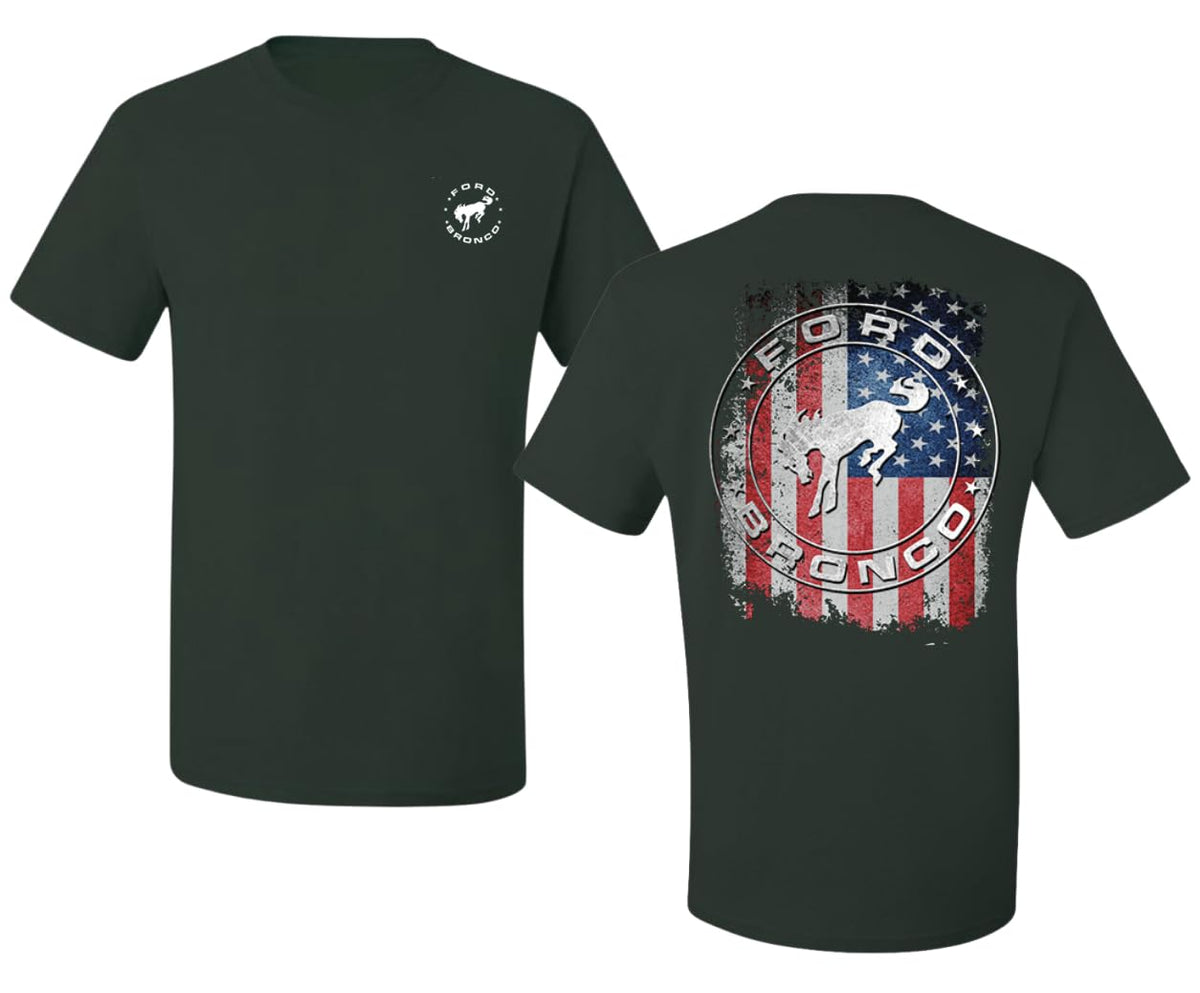 US Flag Ford Bronco Front and Back  Cars and Trucks Men's T-Shirt