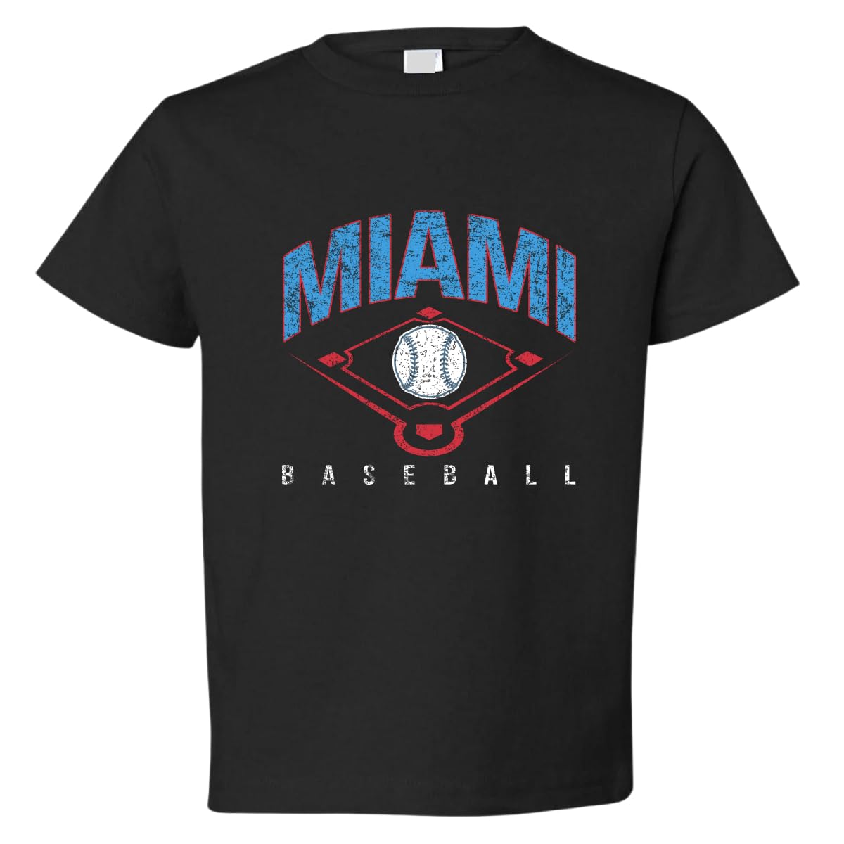 American Baseball Fan Vintage Distressed Field Sports Toddler Crew Graphic T-Shirt