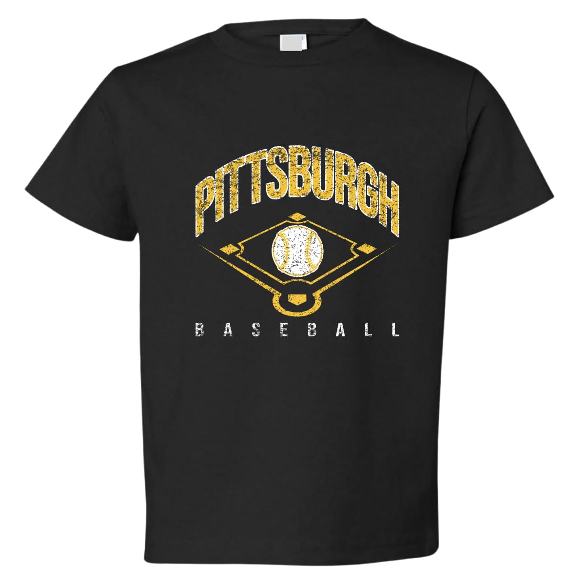 American Baseball Fan Vintage Distressed Field Sports Toddler Crew Graphic T-Shirt