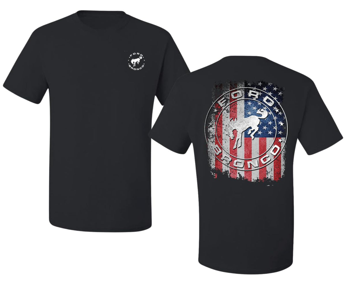 US Flag Ford Bronco Front and Back  Cars and Trucks Men's T-Shirt