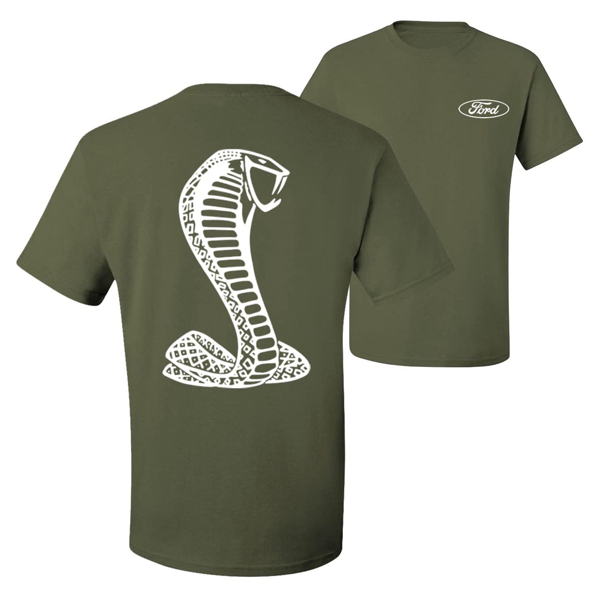 Retro Ford Shelby Cobra Emblem Vintage White Logo  Front and Back  Cars and Trucks Men's T-Shirt