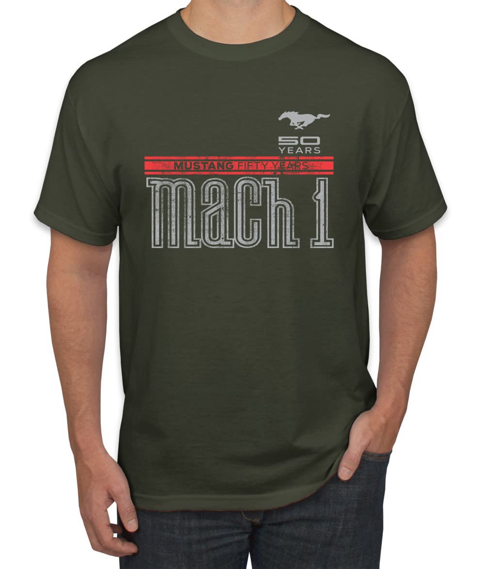 Ford Mustang 50 Years Logo Mach 1 Classic Emblem Cars and Trucks Men's Graphic T-Shirt
