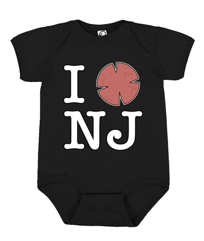 I Heart NJ Funny Love New Jersey Pork Roll Shape Breakfast Meme Fashion Baby Creeper Boys Girls Infant Bod