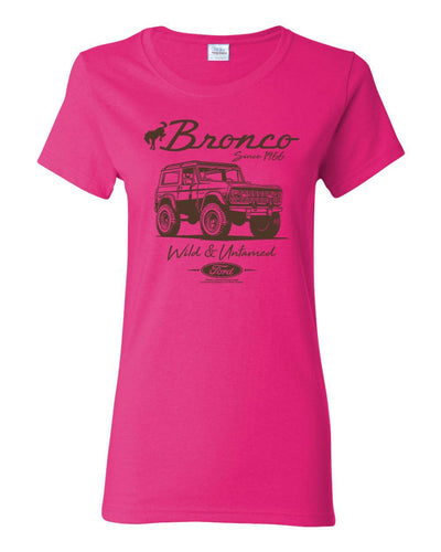 Ford Bronco Wild Untamed 1966, Classic Retro USA Motors Cars and Trucks Womens Shirt