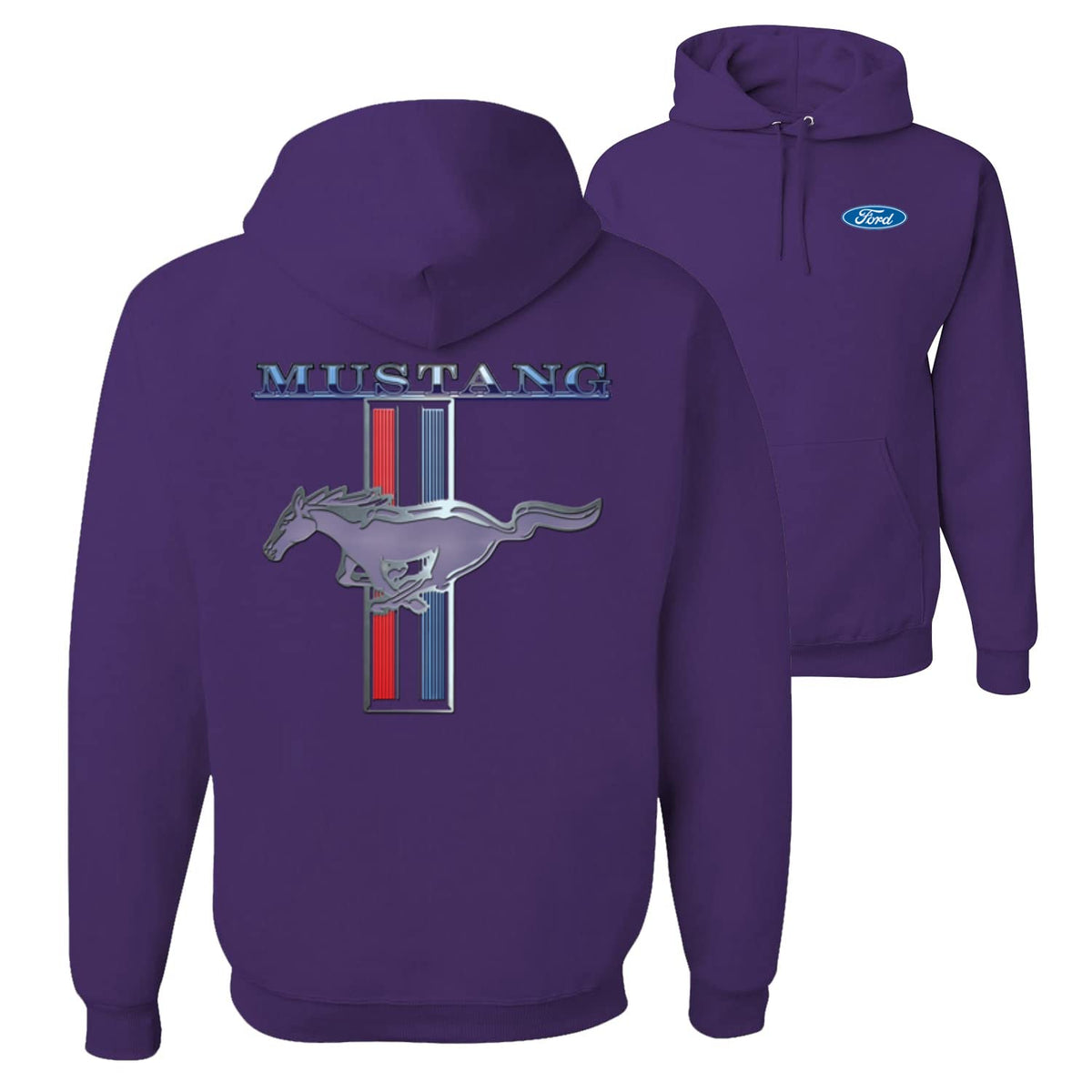 Ford Mustang Classic Pony USA Logo Emblem Cars and Trucks Front and Back Unisex Graphic Hoodie Sweatshirt