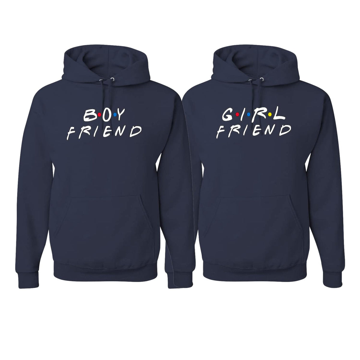 Boy Friend Girl Friend Funny Friends Font Classic His and Hers Matching Couples Hoodie Sweater Set