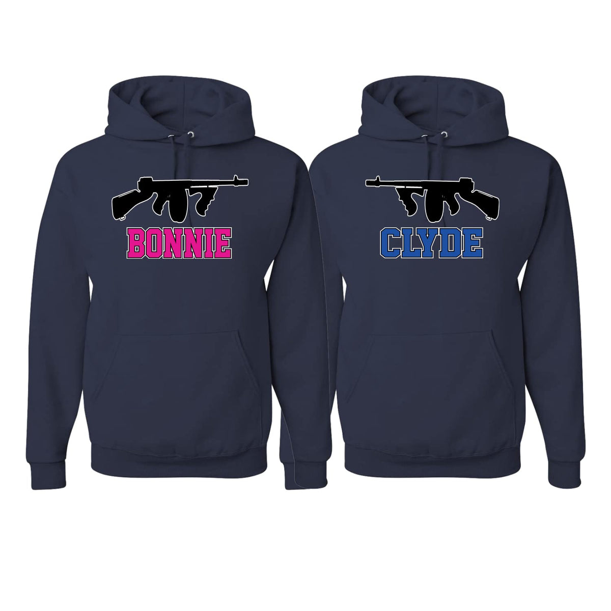 Bonnie Clyde Classic Guns Love Cute Boyfriend Girlfriend His and Hers Matching Couples Hoodie Sweater Set