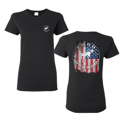 US Flag Ford Bronco Front and Back  Cars and Trucks Womens Graphic T-Shirt