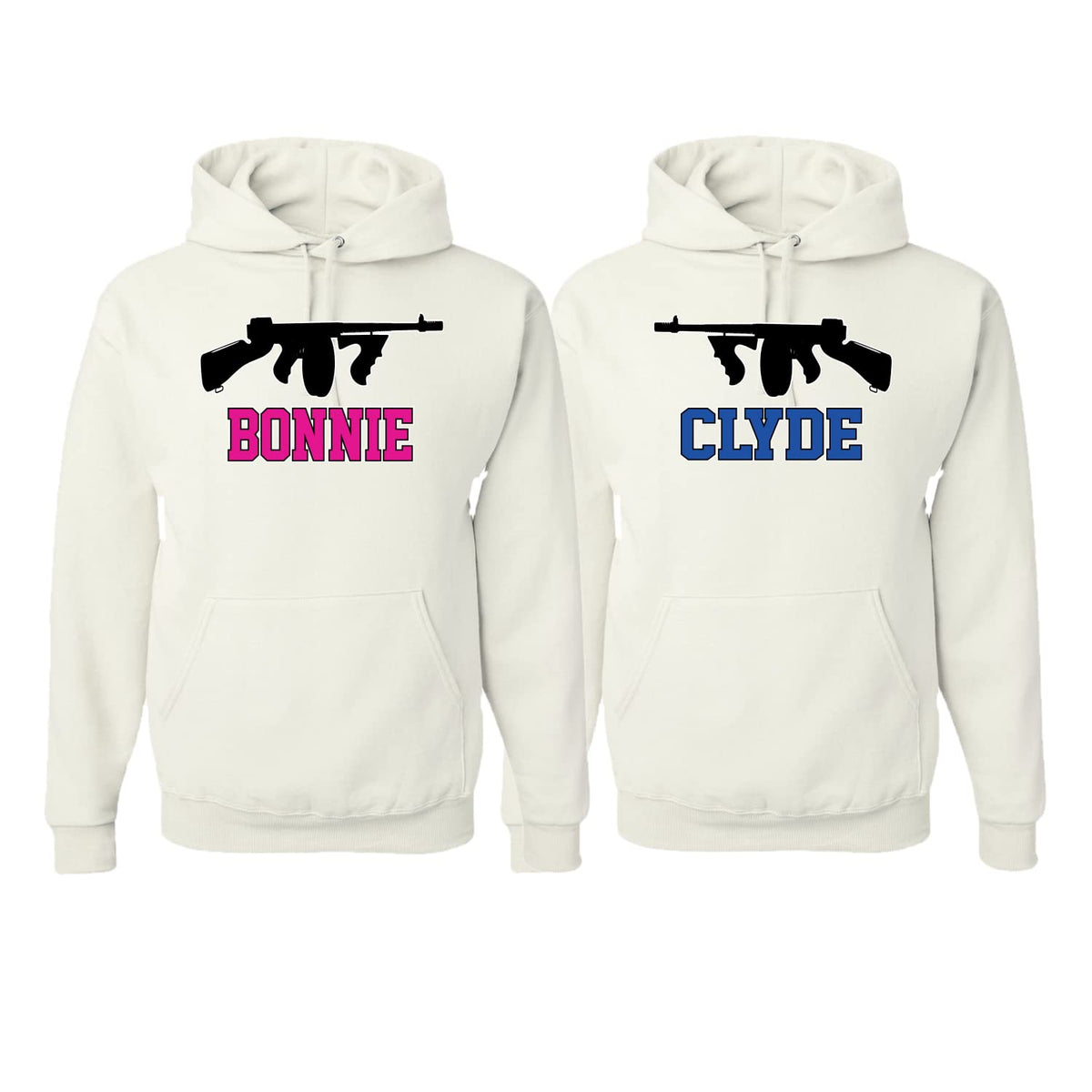 Bonnie Clyde Classic Guns Love Cute Boyfriend Girlfriend His and Hers Matching Couples Hoodie Sweater Set