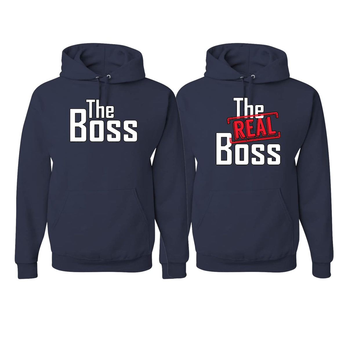 The Boss The Real Boss Funny Girlfriend Boyfriend Gift His and Hers Matching Couples Hoodie Sweater Set