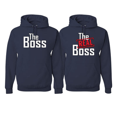 The Boss The Real Boss Funny Girlfriend Boyfriend Gift His and Hers Matching Couples Hoodie Sweater Set